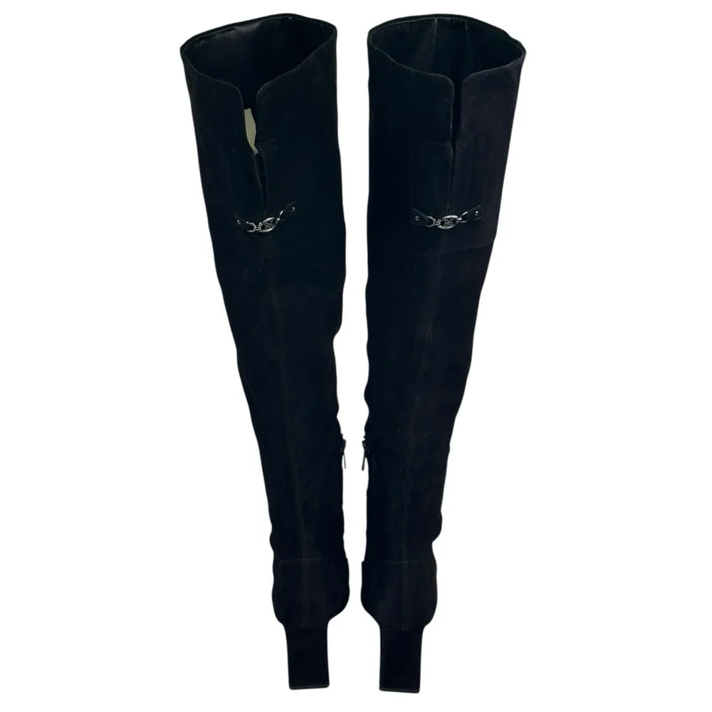 Sam Edelman Shea Over-the-Knee Boots Black Suede Womens 8M Wide Calf New $250